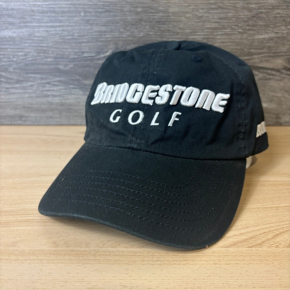 Bridgestone Hat Cap Strap Back Black Golf Golfing Adjustable‎